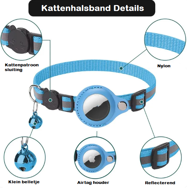 TraceMe Kattenhalsband – Reflecterend + AirTag Houder